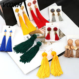 Bohemian Tassel Fringe Crystal Long Drop Earrings