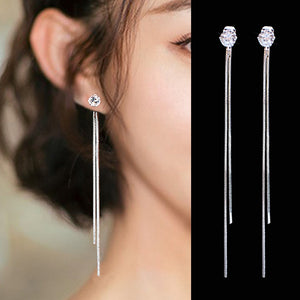 Silver Plated Dangle Hanging Gem Stone Earrings