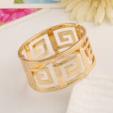 Fashion Geometric Hollow Wide Metal Bangle