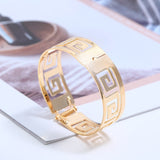 Fashion Geometric Hollow Wide Metal Bangle