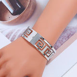 Fashion Geometric Hollow Wide Metal Bangle