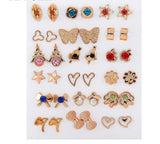 Mixed Styles Rhinestone Sun Flower Geometric Animal Plastic Stud Earrings Set