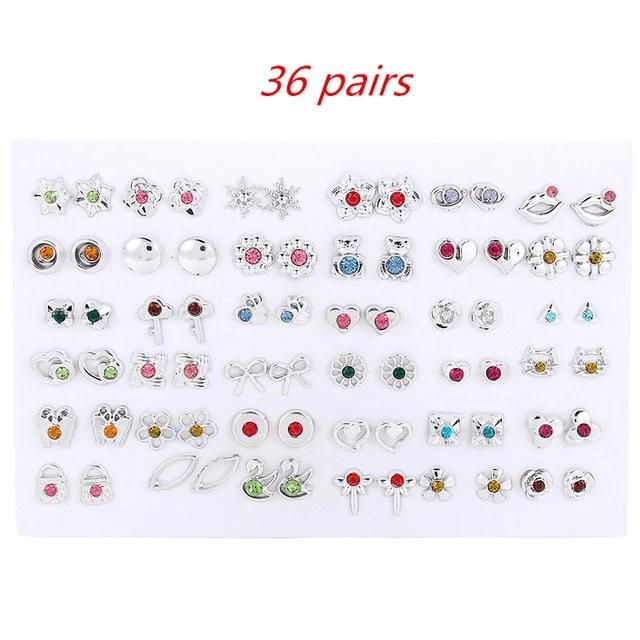 Mixed Styles Rhinestone Sun Flower Geometric Animal Plastic Stud Earrings Set