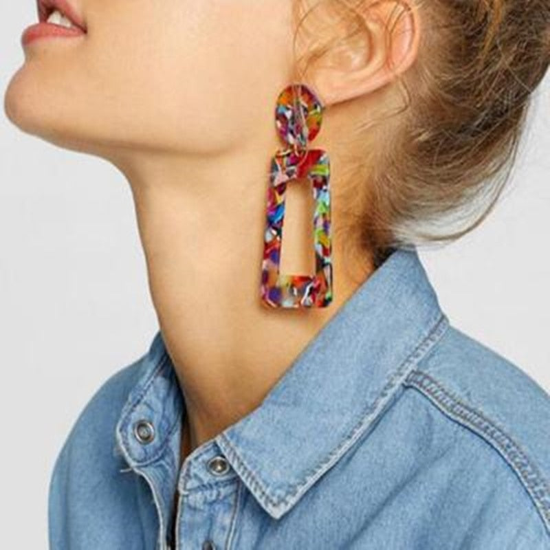 Geometric Acrylic Earrings Big Statement Earrings