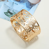 Fashion Geometric Hollow Wide Metal Bangle
