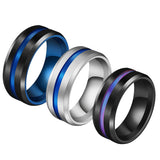 Unisex Hot Sale Black Blue Groove Rings