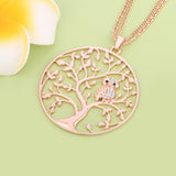 Gold Big Round Pendant Tree of life Owl Necklace