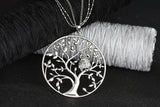 Gold Big Round Pendant Tree of life Owl Necklace