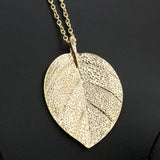 Gold Color Leaf Pendant Long Chain