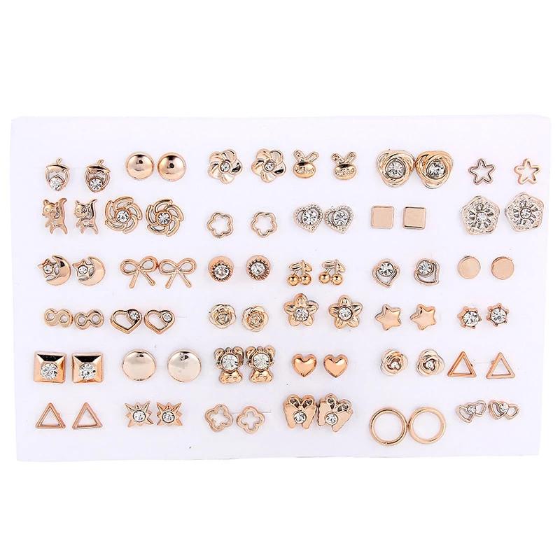 Mixed Styles Rhinestone Sun Flower Geometric Animal Plastic Stud Earrings Set