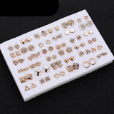 Mixed Styles Rhinestone Sun Flower Geometric Animal Plastic Stud Earrings Set