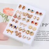 Mixed Styles Rhinestone Sun Flower Geometric Animal Plastic Stud Earrings Set