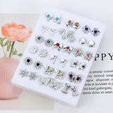 Mixed Styles Rhinestone Sun Flower Geometric Animal Plastic Stud Earrings Set
