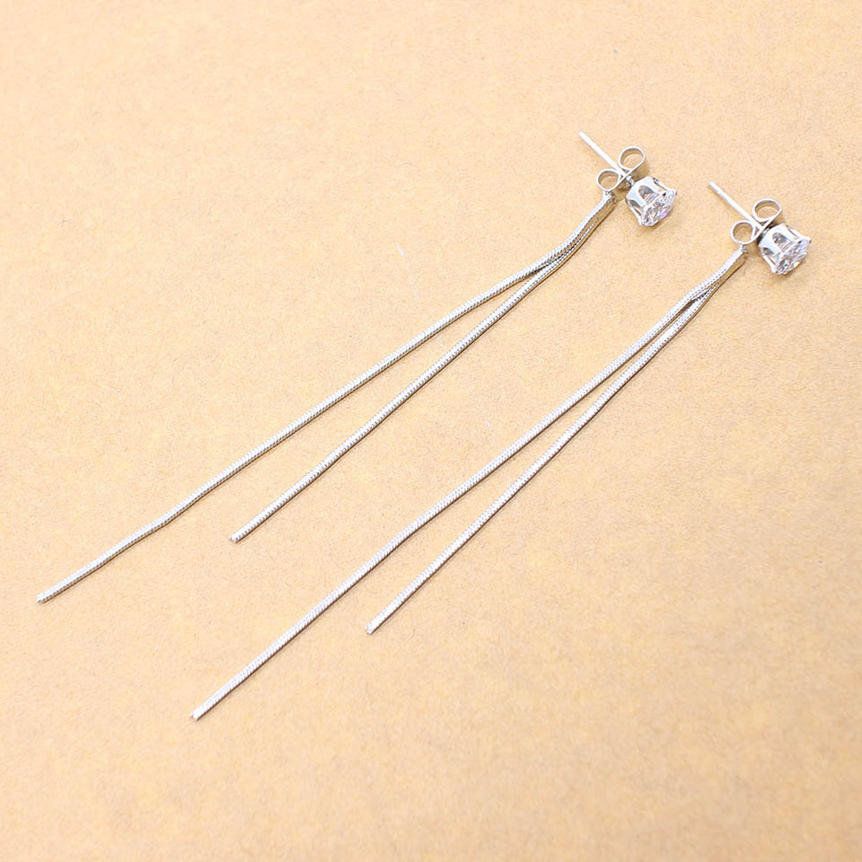 Silver Plated Dangle Hanging Gem Stone Earrings