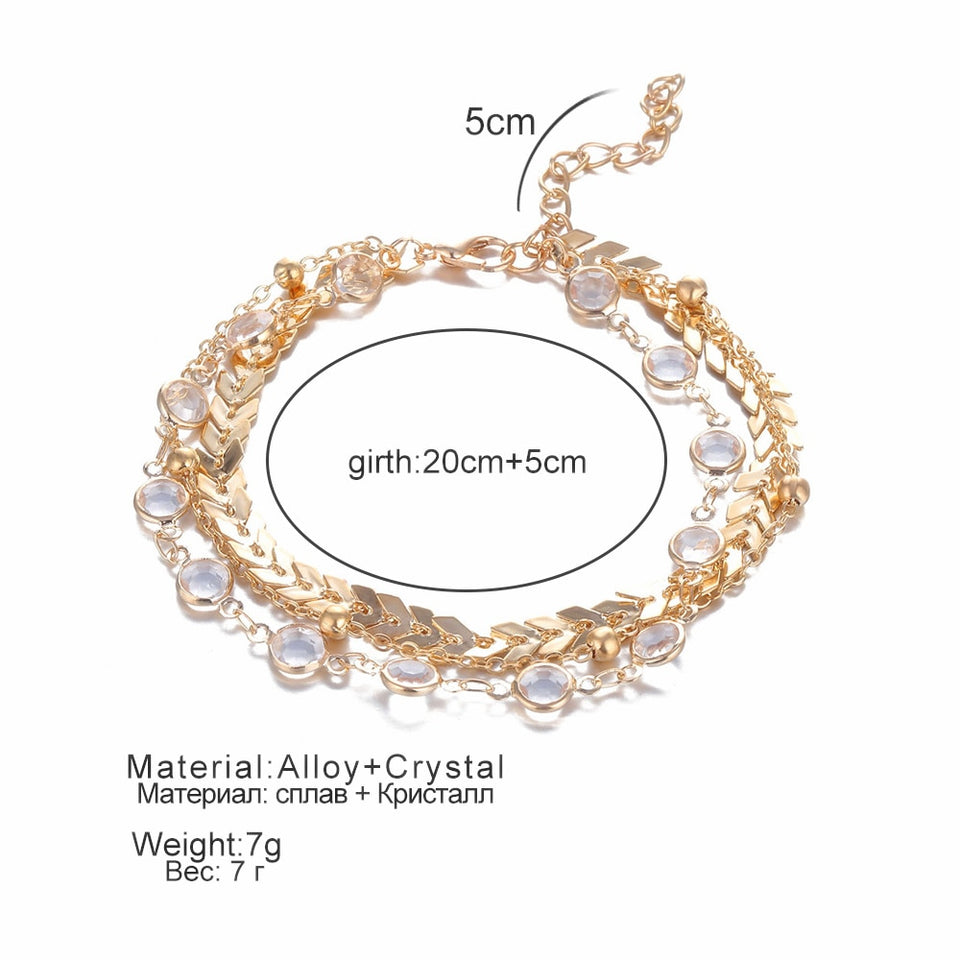 Bohemian Crystal Sequins Anklet Set