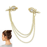 Women Gold Tassel Crystal Feather Head chain