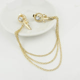 Women Gold Tassel Crystal Feather Head chain