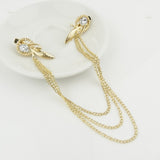 Women Gold Tassel Crystal Feather Head chain
