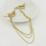 Women Gold Tassel Crystal Feather Head chain