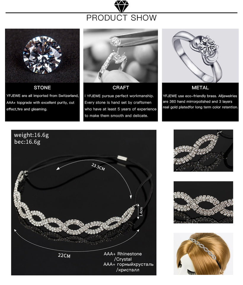 Women Fashion Crystal Head Chain