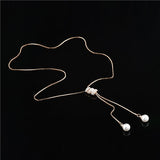 High Quality Tassel Rhinestone Crystal Pearl Long Chain Necklace