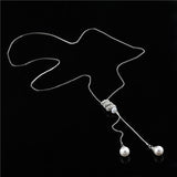 High Quality Tassel Rhinestone Crystal Pearl Long Chain Necklace