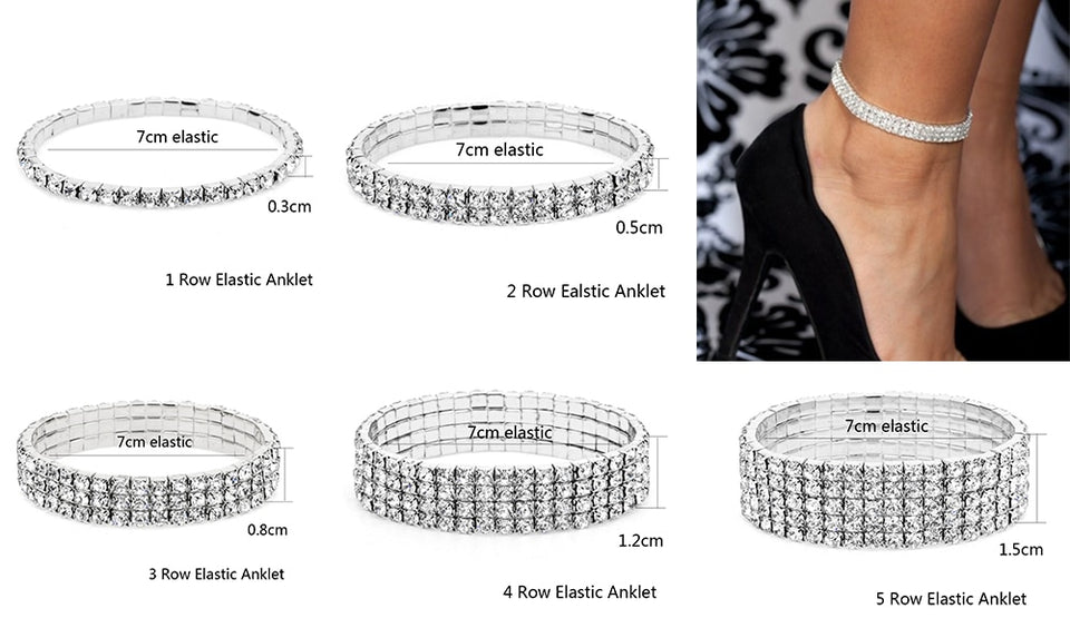 Boho Crystal Elastic Stretch Anklets