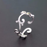 Silver Branch Leaves Knuckle Toe Rings Adjustable