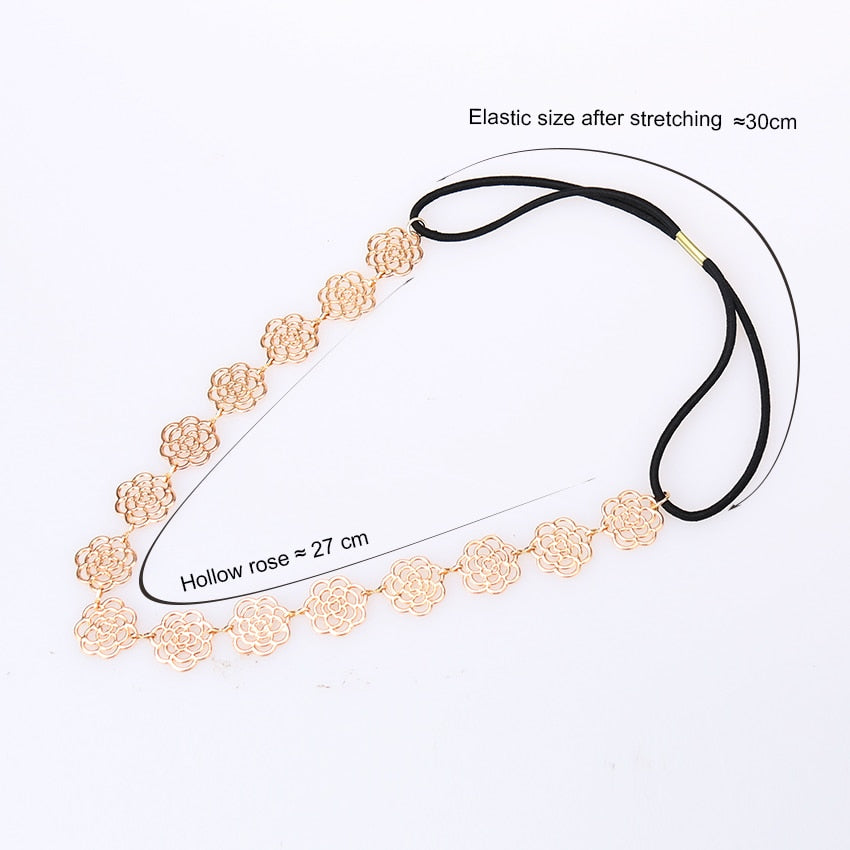 Lovely Metallic Women Rose Flower Head Band