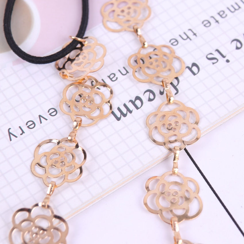 Lovely Metallic Women Rose Flower Head Band