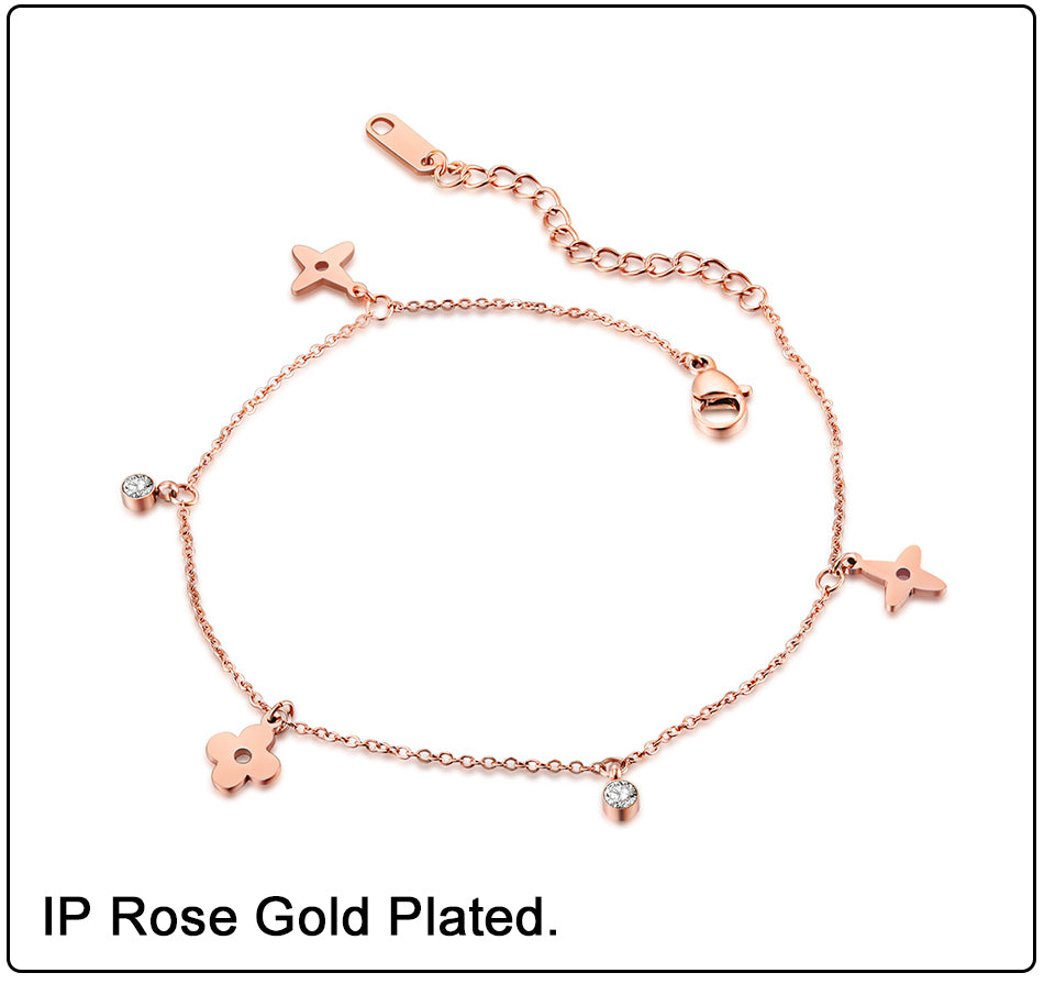 Gold Flower Crystal Foot Anklet