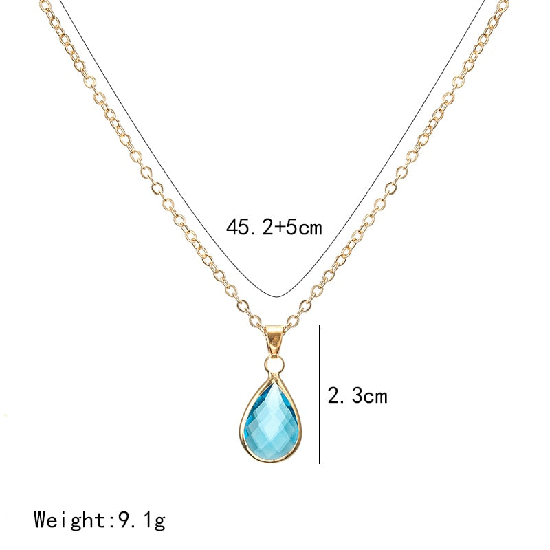 Waterdrop Crystal Pendant Necklace
