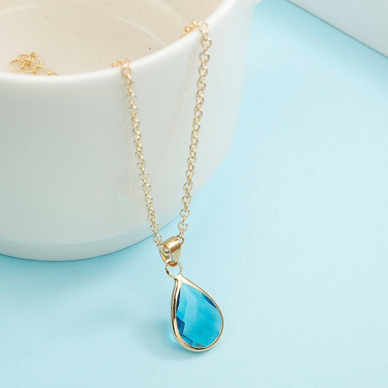 Waterdrop Crystal Pendant Necklace