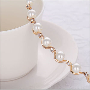 Women Girls Pearl Crystal Wave Hair Bands