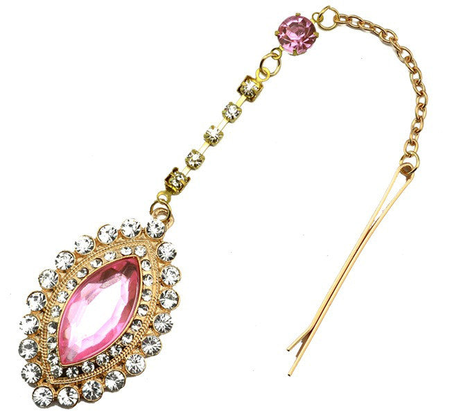 Rhinestone Pink Crystal Forehead Chains