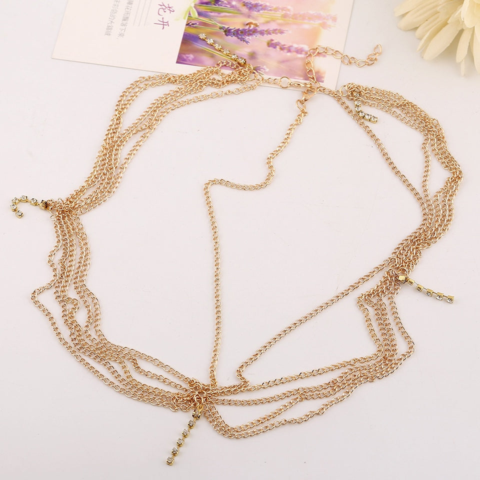 Boho Draping Crystal Head Chain