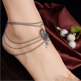 Boho Ethnic Beads Multilayer Tassel Anklet