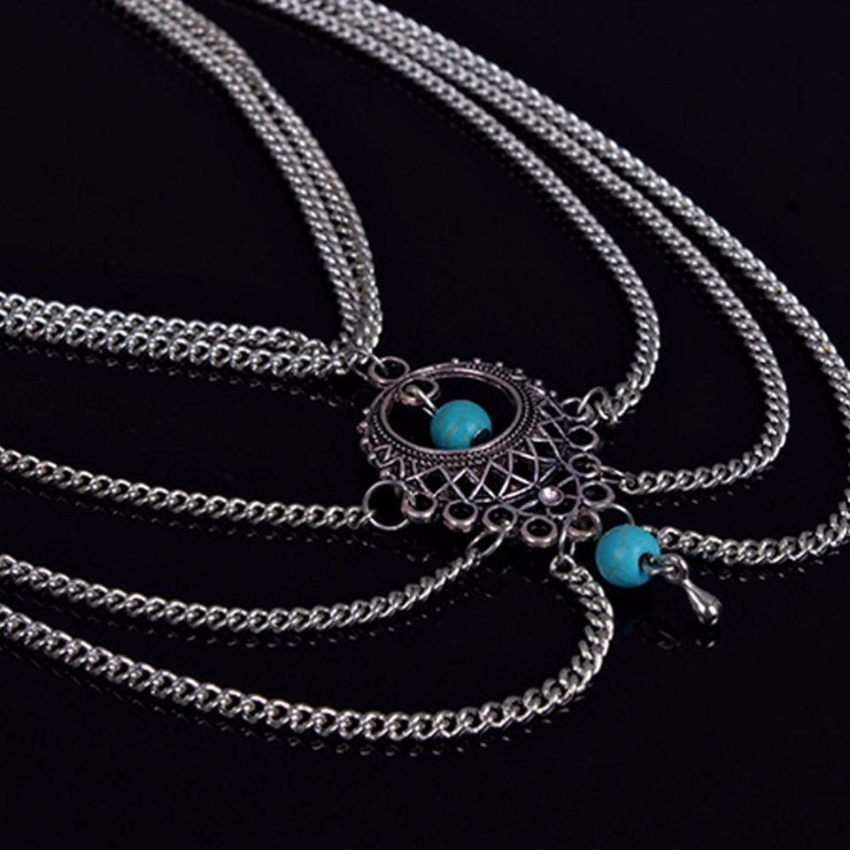 Boho Ethnic Beads Multilayer Tassel Anklet