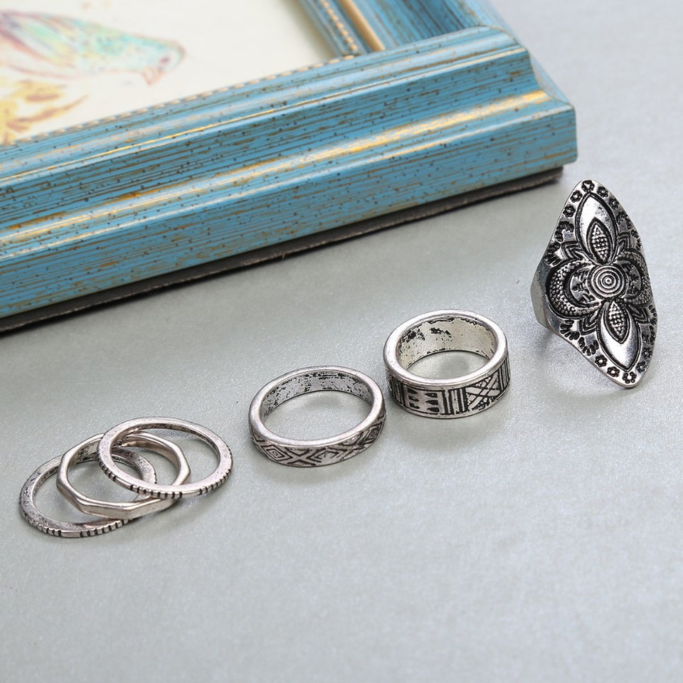 5pcs High Quality Bohemia Style Rings Set