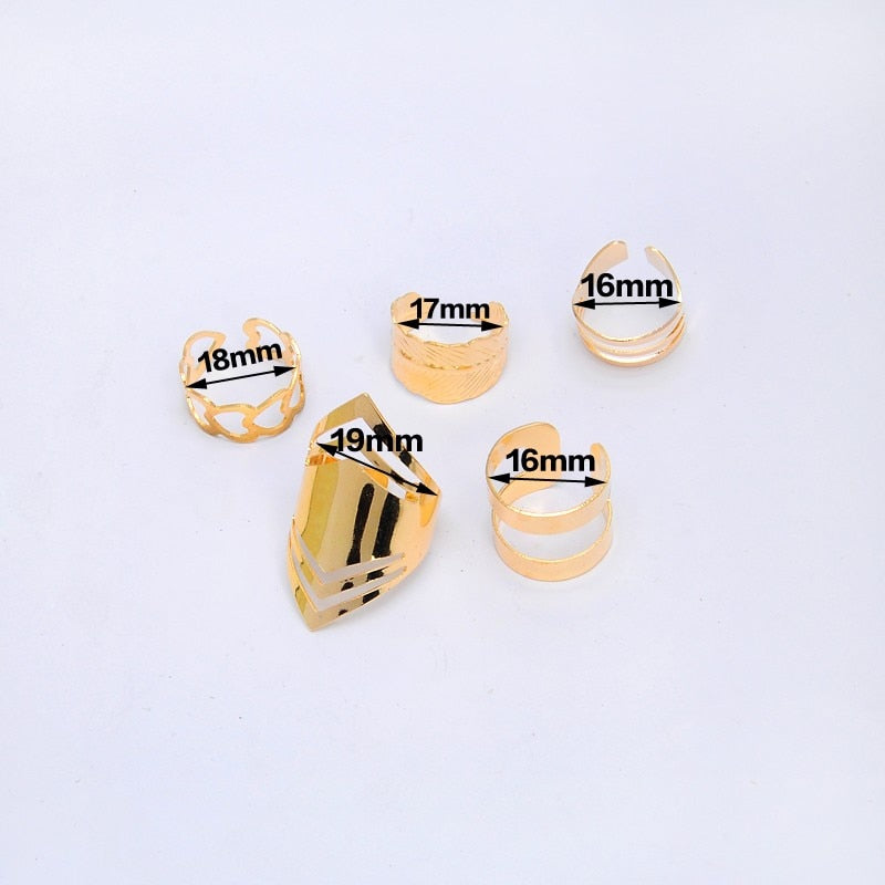 5pcs Trendy Bague Punk Joint Circle Mid-Finger Rings Set