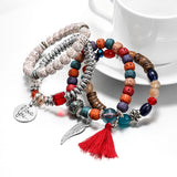 4pcs Bohemian Wing Tassel Bracelet Set