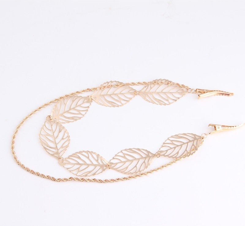 Golden Hollow Leaf Head Chain
