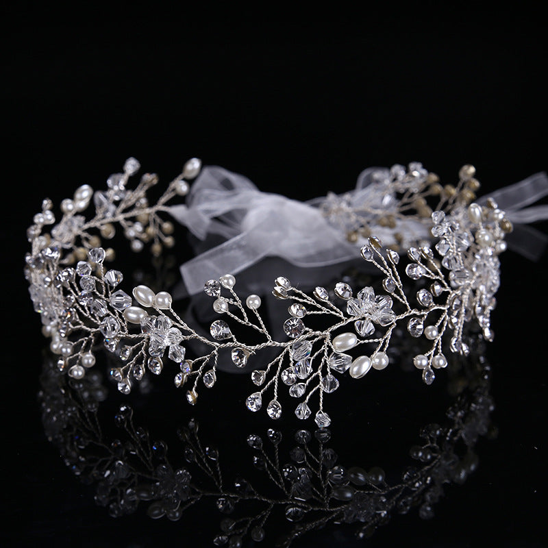 Luxury Tiara Silver Pearl Headbands