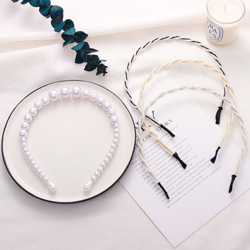 New Vintage Women Pearls Hairband