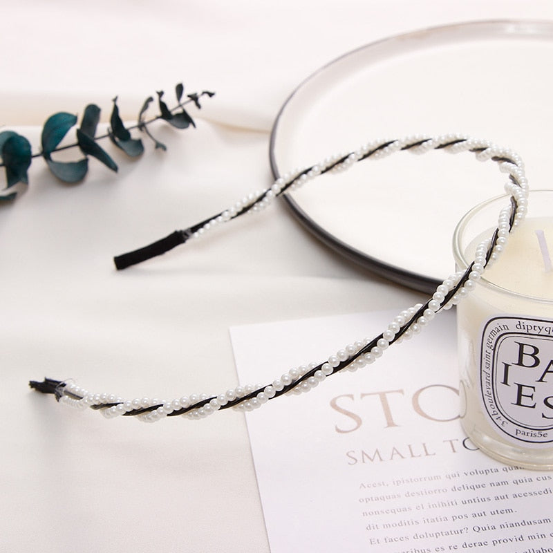 New Vintage Women Pearls Hairband