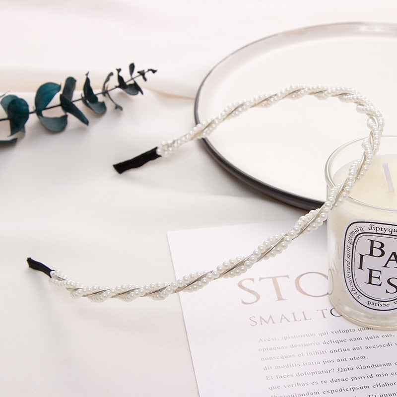New Vintage Women Pearls Hairband