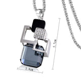 Silver Color Hollow Geometric Big Crystal long Pendant Necklace