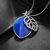 Silver Color Hollow Geometric Big Crystal long Pendant Necklace