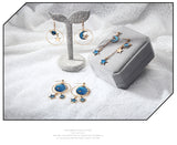 Blue Pink Star Moon Stud Earrings
