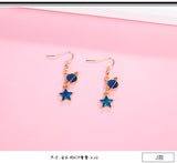 Blue Pink Star Moon Stud Earrings